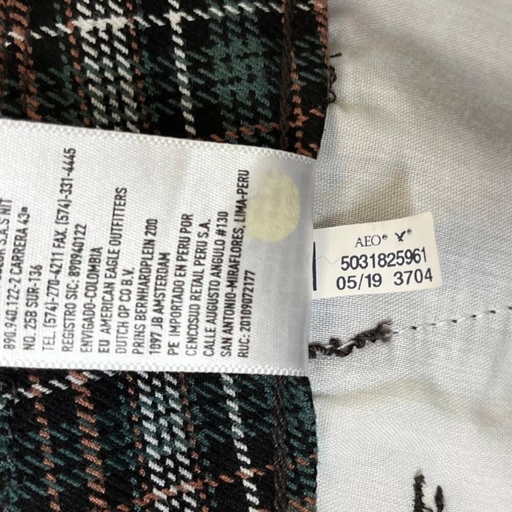 American Eagle Women's Super Hi-Rise Skinny Trouser Pants 2 Tartan Plaid Green - Picture 12 of 12